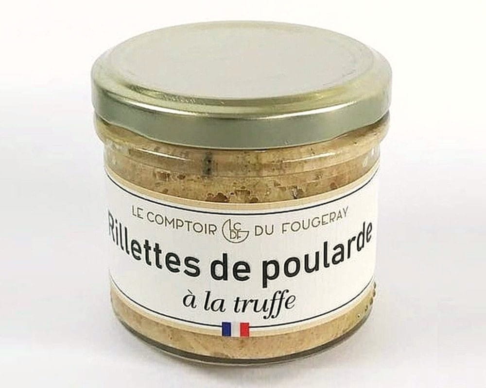 Rillettes z pulardy z czarną truflą - rzemieślniczy, chudy smalczyk francuski. Tradycyjne smaki Francji.